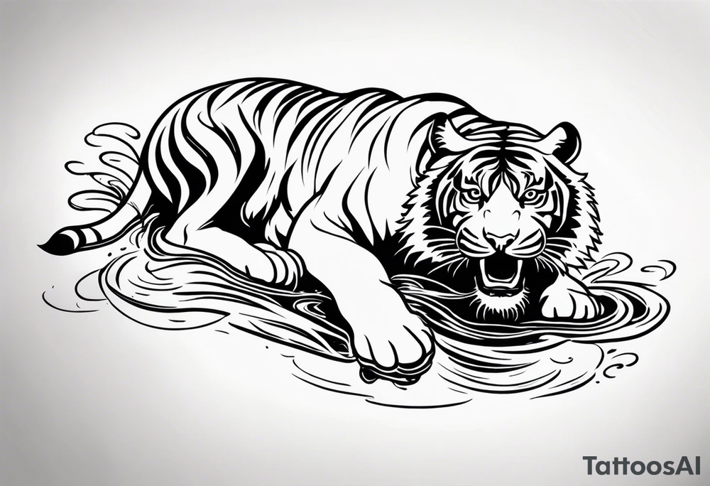 tiger lapping water tattoo idea