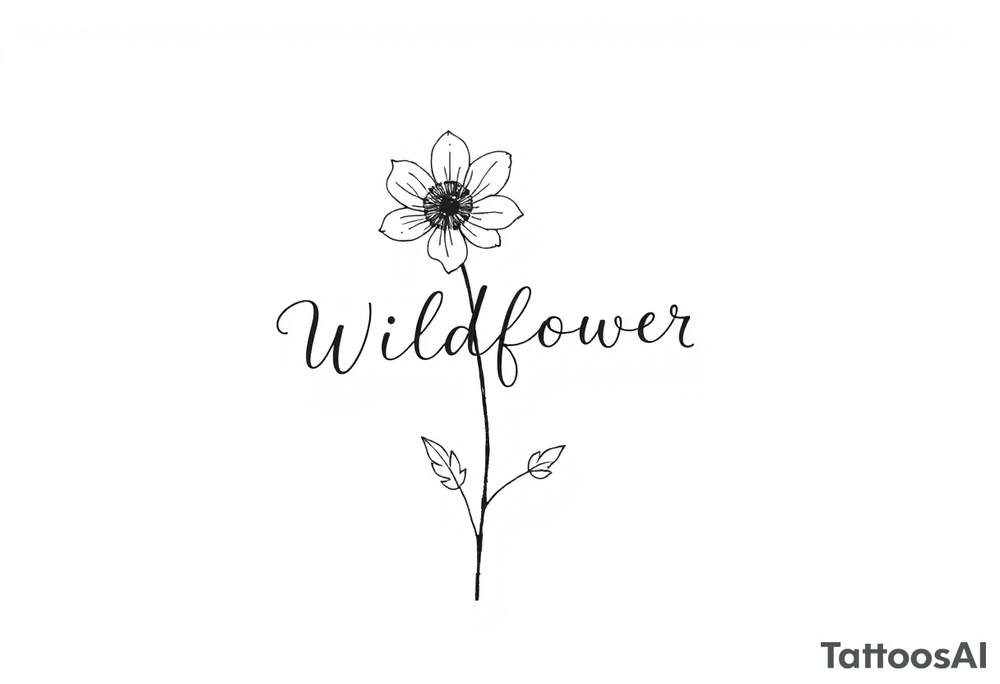 Wildflower written in stem of a flower tattoo idea