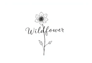 Wildflower written in stem of a flower tattoo idea