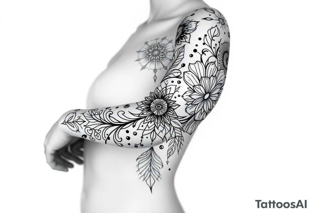 bold line shaman and witch style tattoo idea