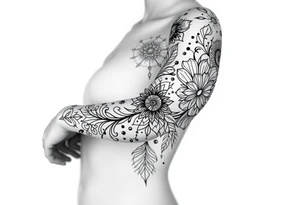 bold line shaman and witch style tattoo idea