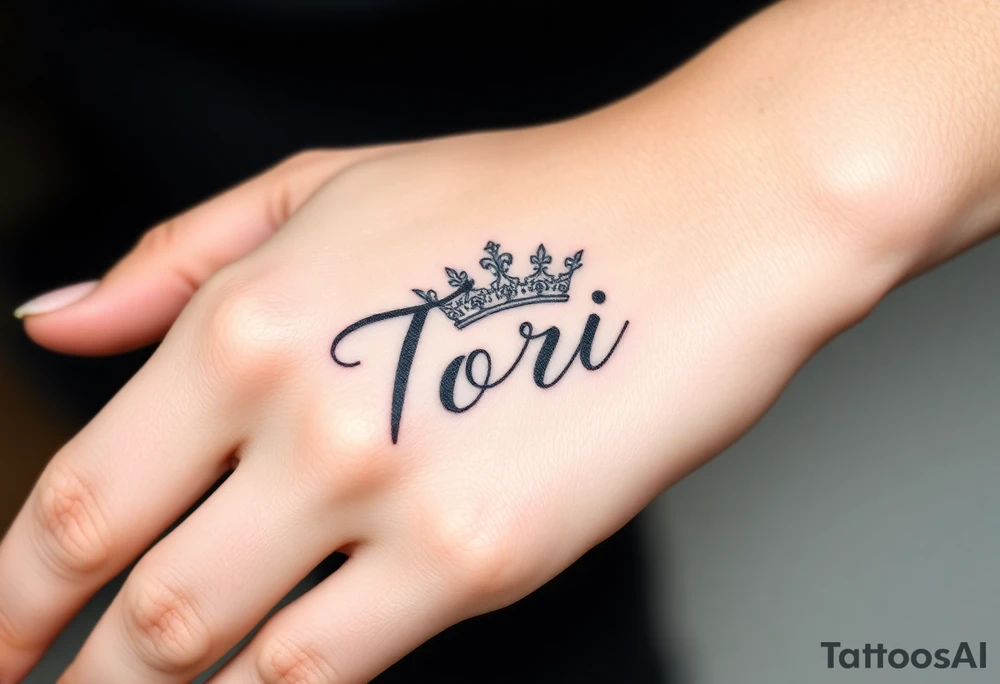 the name Tori with a sexy crown tattoo idea