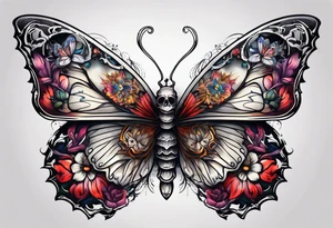 Create a butterfly with skull inside of its wings tattoo idea