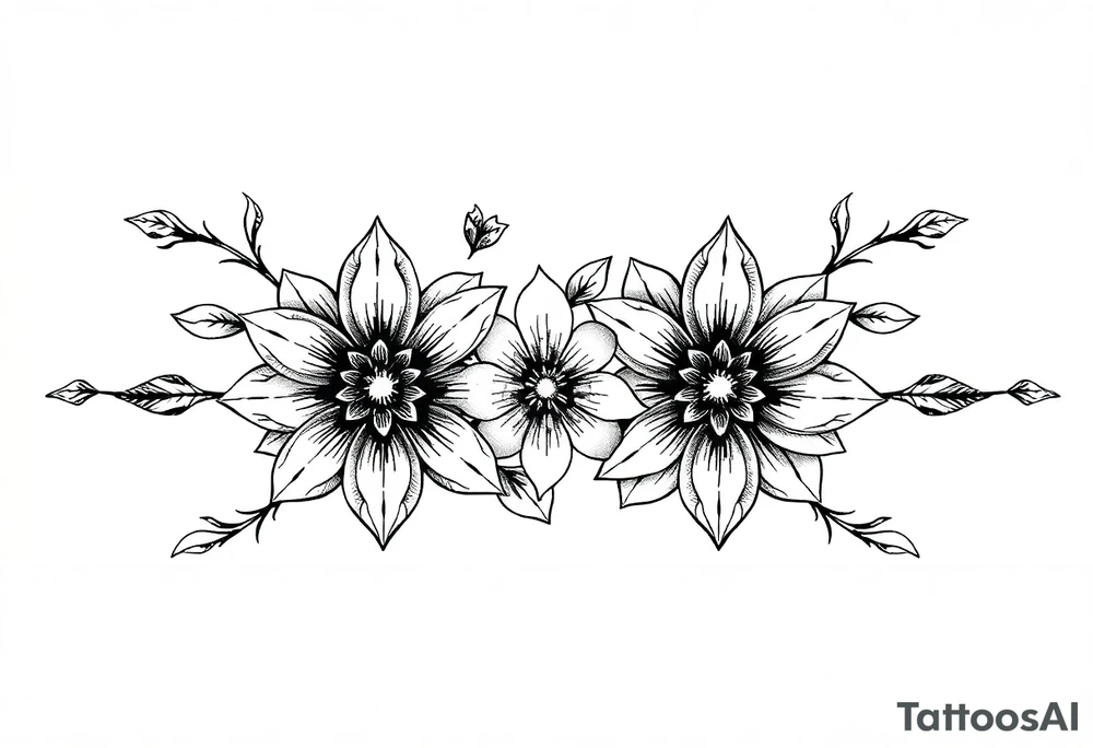 ornaments of flowers tattoo idea