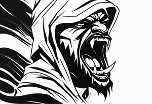 Angry screaming terrorist tattoo idea