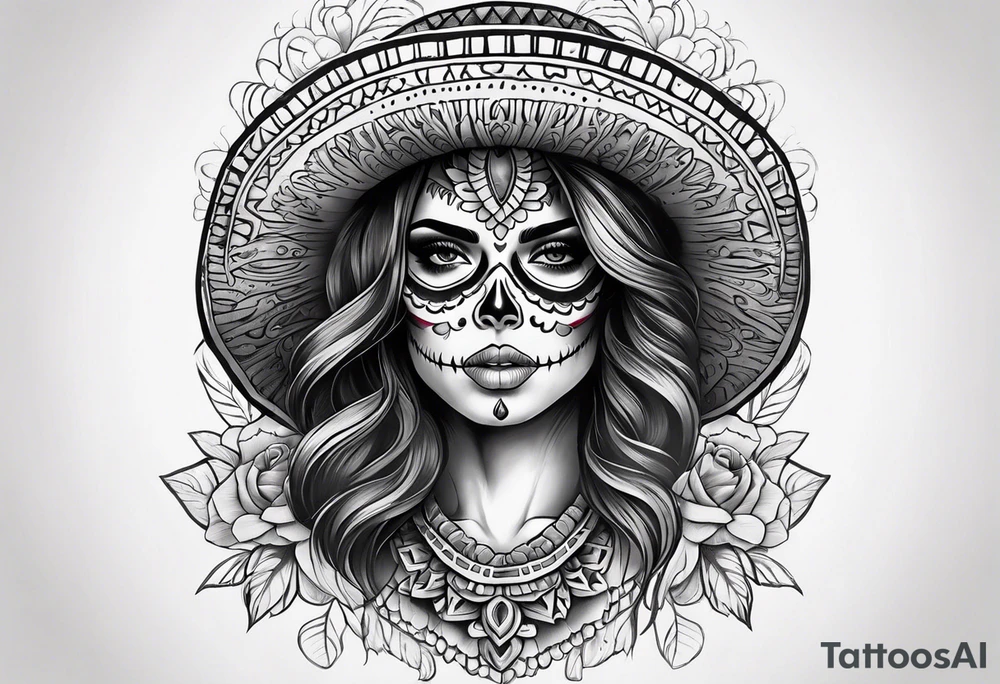 mexican style woman skull tattoo tattoo idea