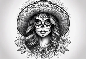 mexican style woman skull tattoo tattoo idea