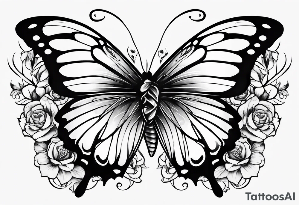 Butterfly with thorns tattoo idea