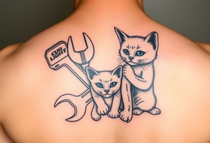 A cold bud light a flip flop a wrench and a kitten all in one memorial tattoo tattoo idea