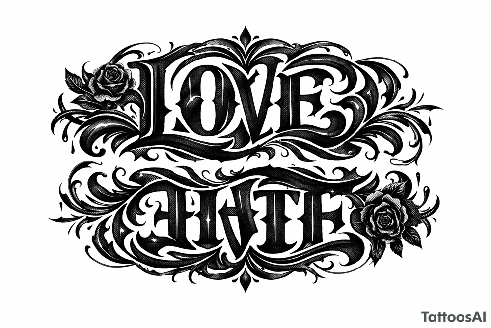 Its a coverup tattoo so i want love/hate to be read as love and turn it upside down and it should read hate tattoo idea