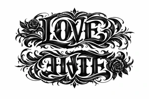 Its a coverup tattoo so i want love/hate to be read as love and turn it upside down and it should read hate tattoo idea