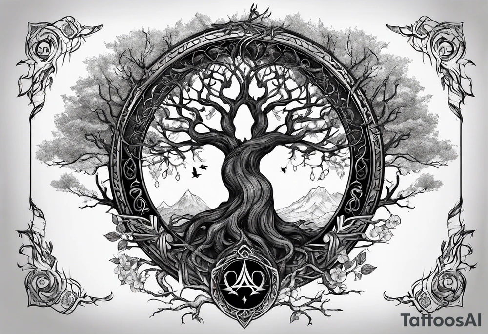Yggdrasil with hugin and munin tattoo idea