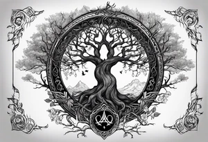 Yggdrasil with hugin and munin tattoo idea
