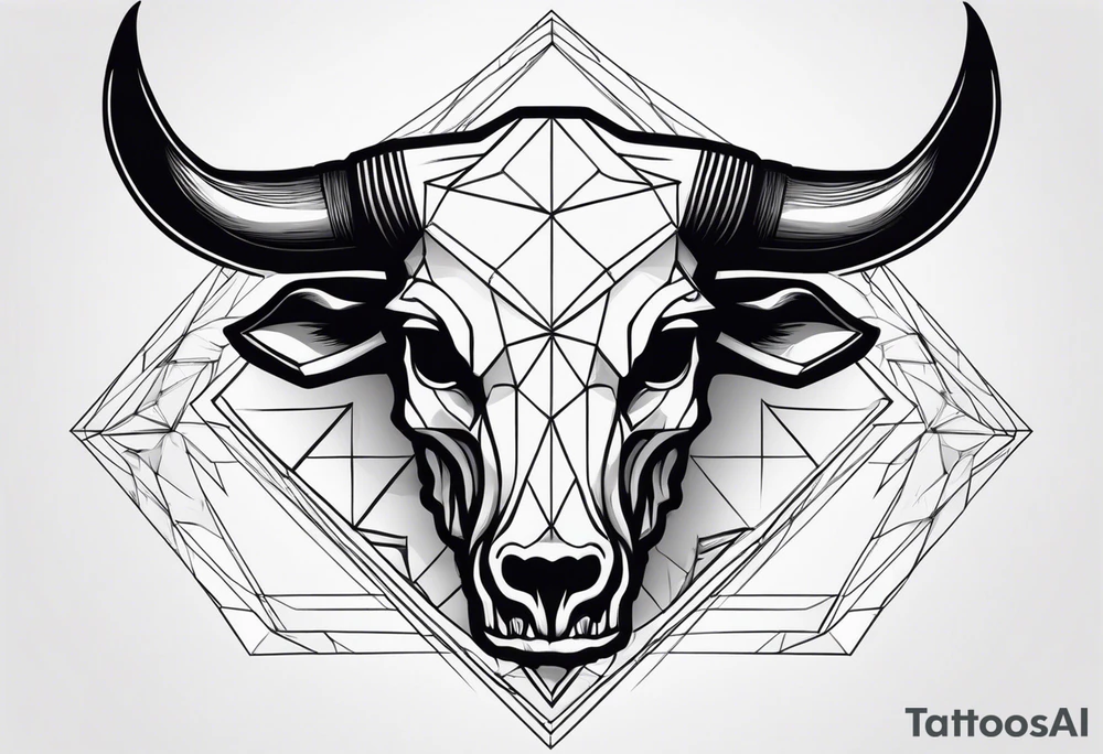 skull of a bull with a line frame, realistic, simple tattoo idea