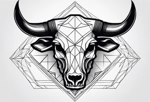 skull of a bull with a line frame, realistic, simple tattoo idea