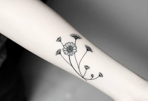 Wildflowers in a line with a lot of dark shading tattoo idea