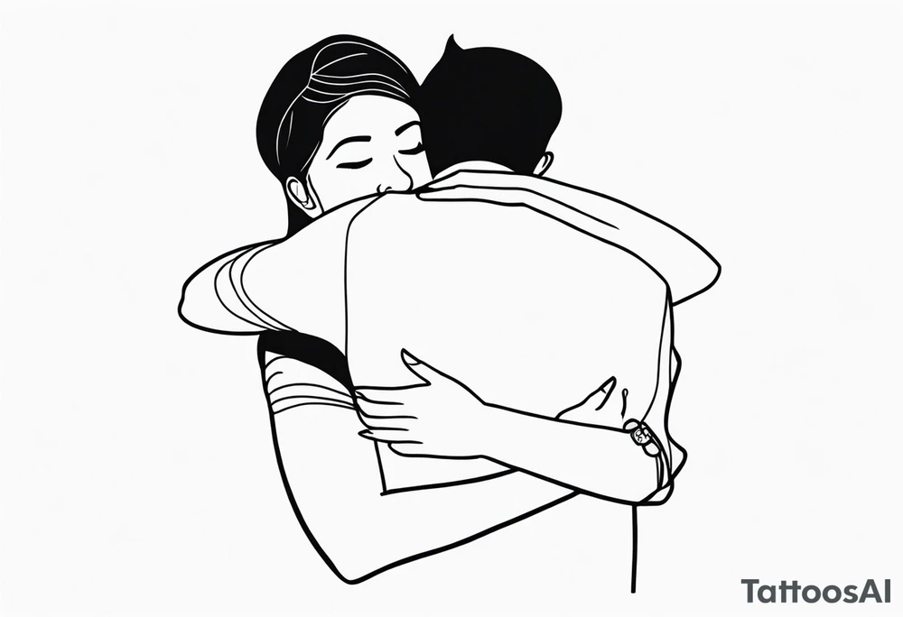outline of people hugging tattoo idea