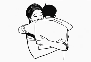 outline of people hugging tattoo idea