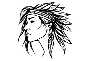 Female Native American dark hair tattoo idea