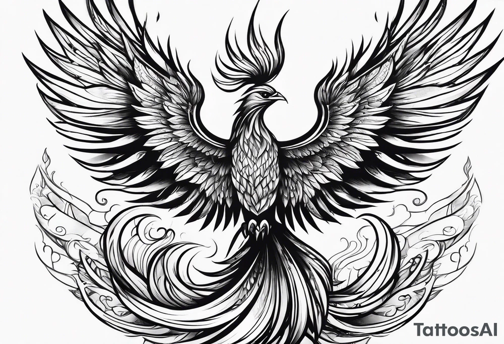 Small phoenix rising up tattoo idea