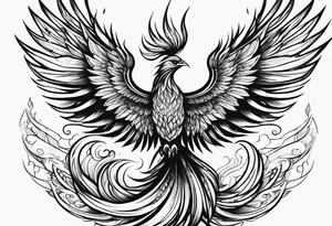 Small phoenix rising up tattoo idea