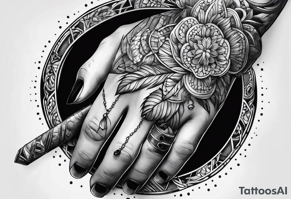 hand holding a blunt tattoo idea