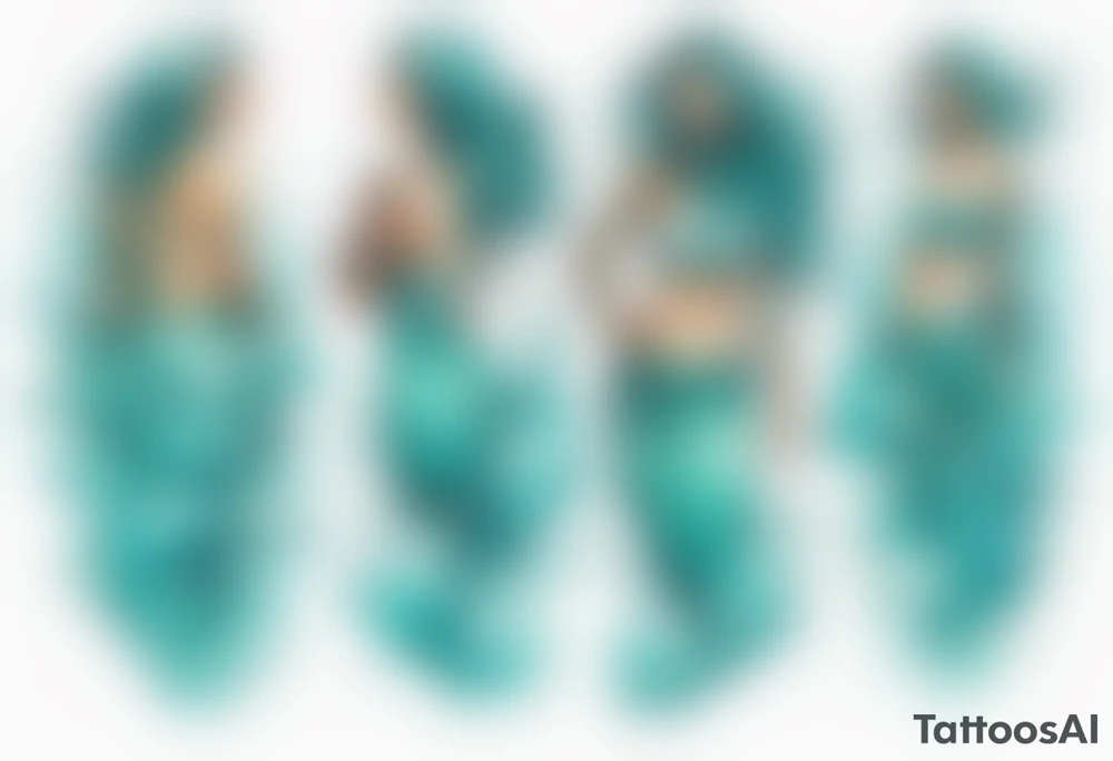 a turquoise water woman standing in the waves tattoo idea
