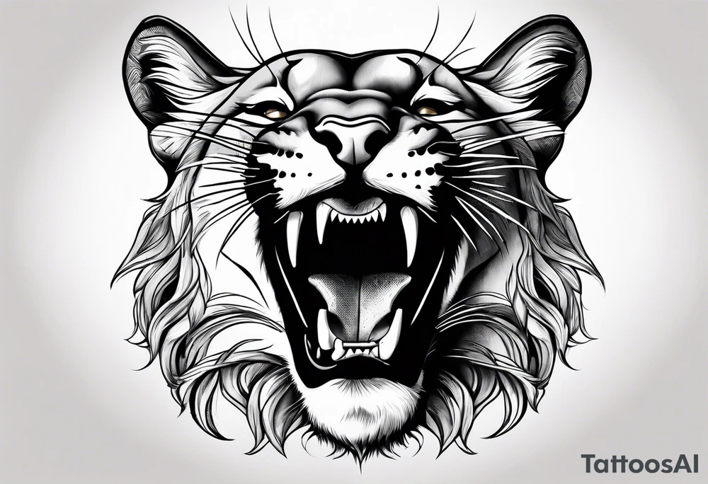 mountain lion face, teeth showing tattoo idea