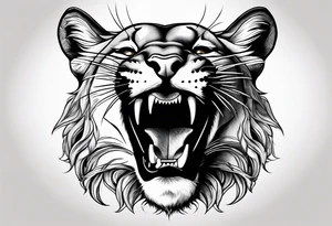mountain lion face, teeth showing tattoo idea
