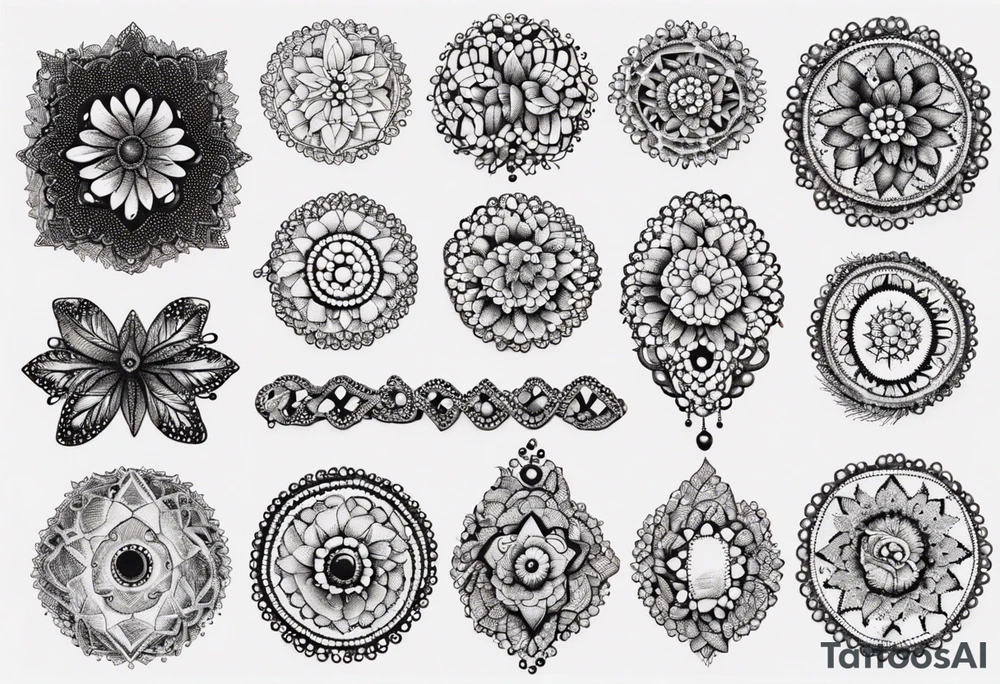 Beads and lace tattoo idea