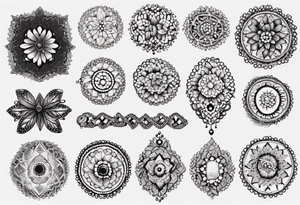 Beads and lace tattoo idea