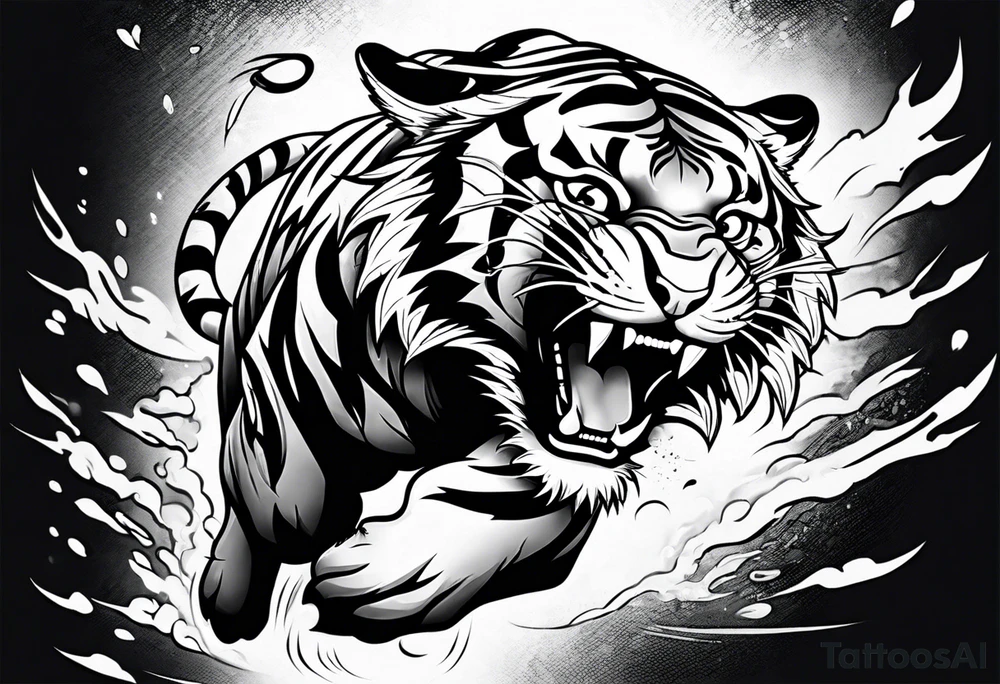 tiger leaping tattoo idea