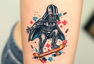 Darth Vader skateboarding > bullets > in loving memory > colors
add words "Darth Carter" to skateboard
add date 12/29/88-01/06/24 tattoo idea