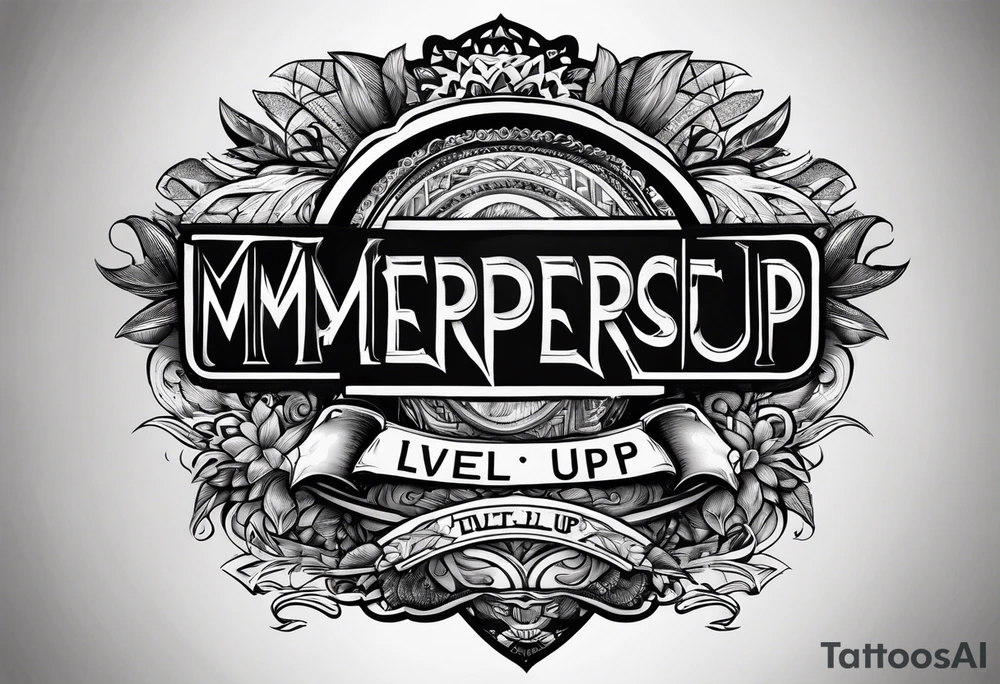 literally just writing that says "Level Up" tattoo idea