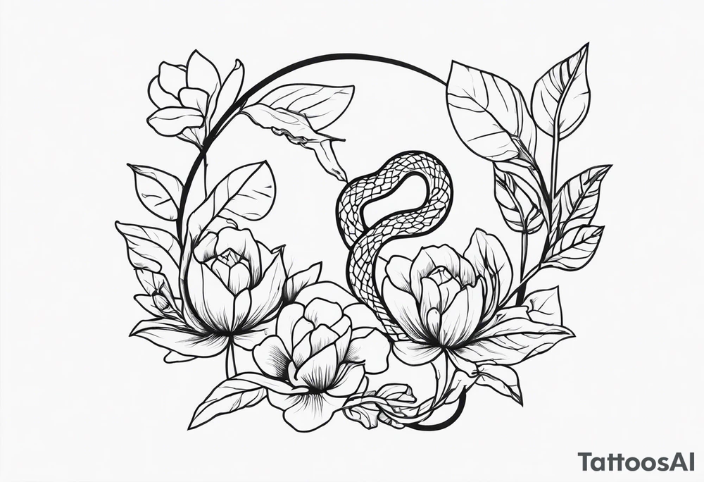 Snakes and wild flower tattoo idea