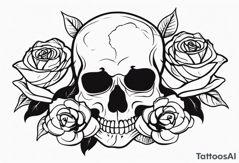 skull and roses tattoo idea