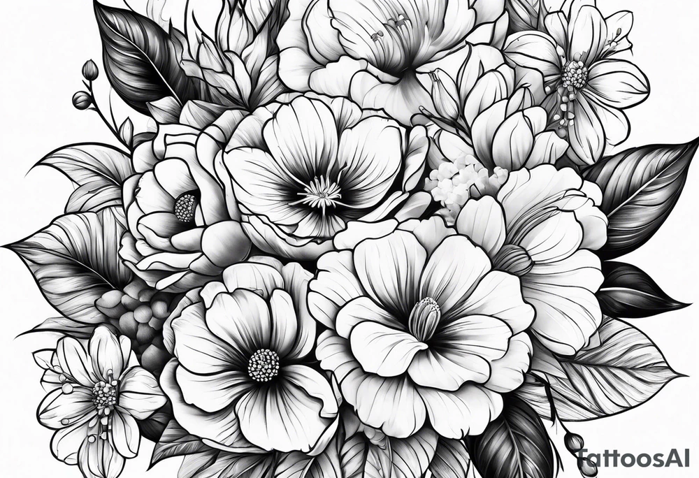 Realistic flowers tattoo idea