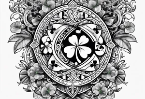 4 leaf clover with horseshoe and dice tattoo idea