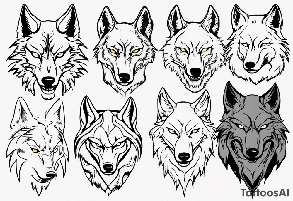 wolf head tattoo idea