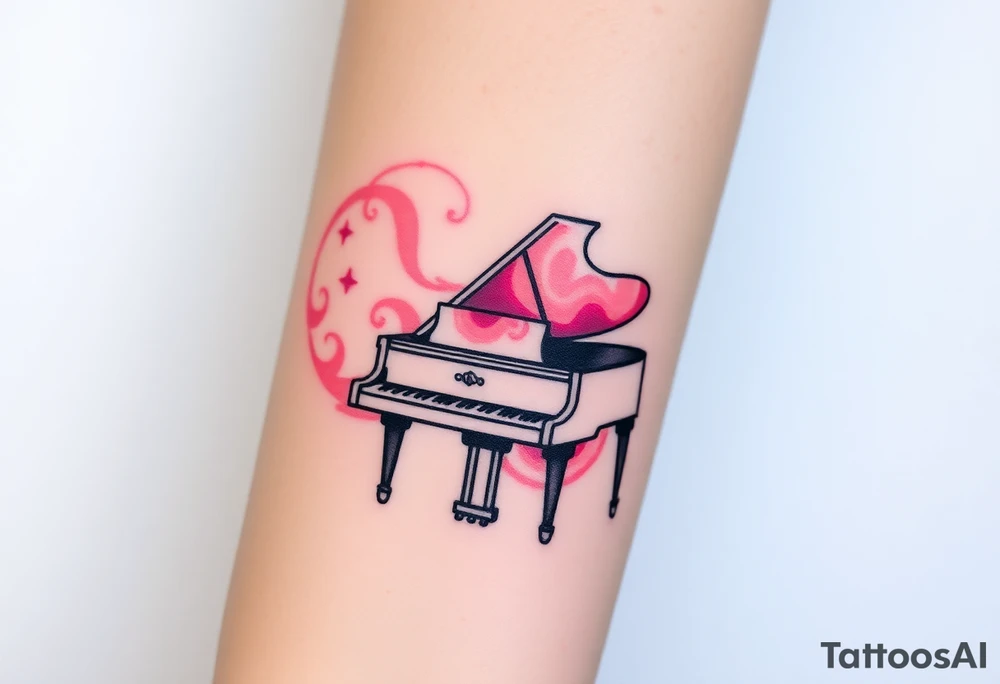 grand piano under the stars swirl pink pallete tattoo idea