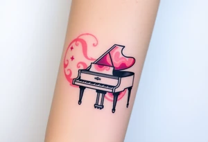grand piano under the stars swirl pink pallete tattoo idea