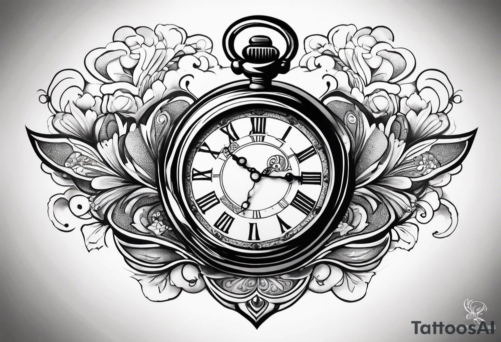 making time count. wristwatch sand flying around hourglass tattoo idea