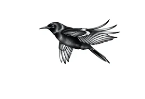 Male European Blackbird flying side profile tattoo idea tattoo idea