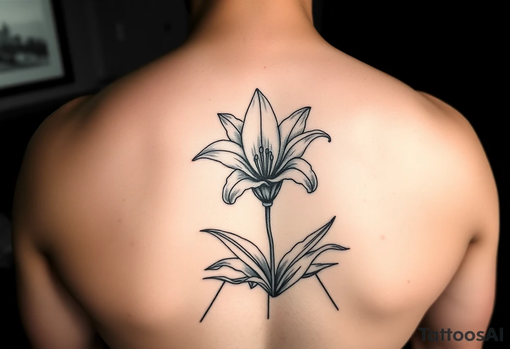 lily coming up out of the tile floor tattoo idea