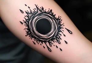 A black hole melting into rain drops tattoo idea