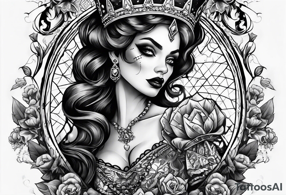 Zombie Queen of diamonds tattoo idea
