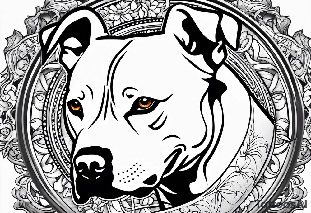 white pitbull pointed ears tattoo idea