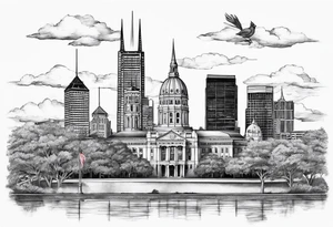 saint louis skyline with cardinals tattoo idea