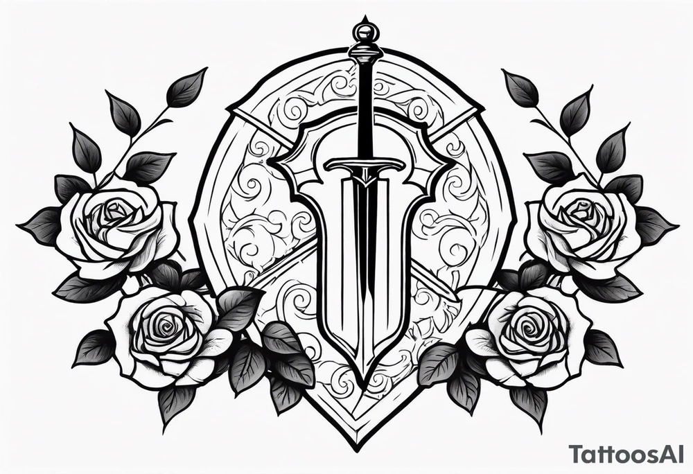 Templar shield and sword tattoo on forearm. With roses around. I would like symbols of loyalty tattoo idea