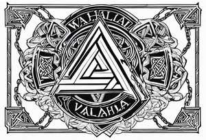Valhalla shield sword valknut fire chains tattoo idea